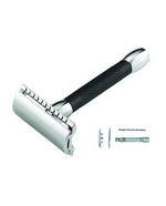 Merkur 30B Double Edge Safety Razor, Straight Cut, Chrome, Black Handle, Double Edge Safety Razors