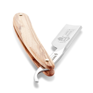 Dovo Short Blade Straight Razor, "Barbarossa" 5/8", Carbon Steel, Full Hollow Grind, Olive Wood Handle