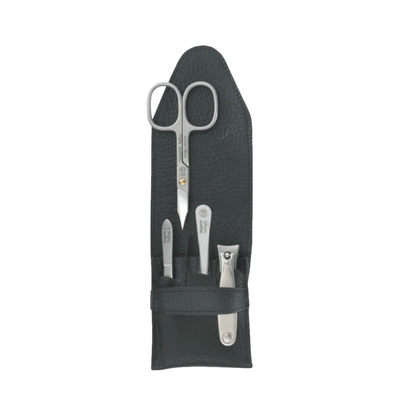 Niegeloh Capri Schwarz 4pc Manicure Set In High Quality Leather Case