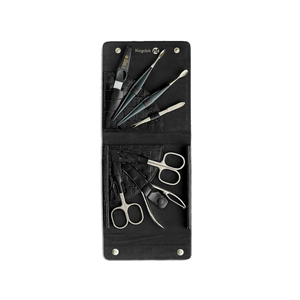 Niegeloh Crocodile L 7pc Manicure Set In Croc Grain Leather Case