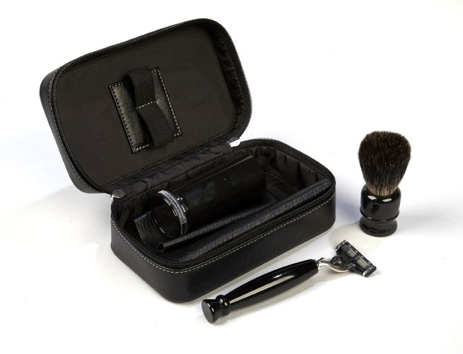 Mach 3 Shave Kit with Mach 3 Black Handle Razor, Badger Black Handle S