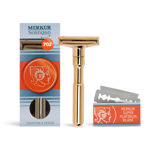 Merkur Futur Gold Rasoir de sécurité réglable à double tranchant avec fermeture à pression