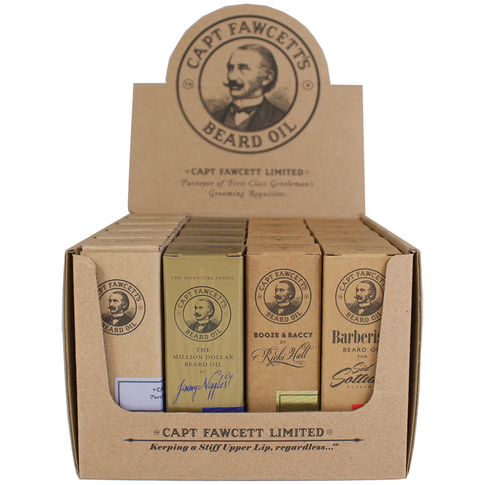 Coffret d'huiles à barbe du capitaine Fawcett