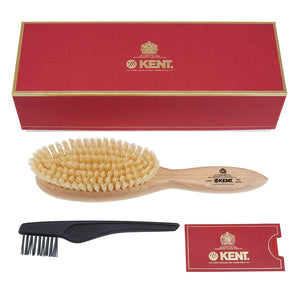 Kent Handmade Satinwood Pure Soft White Bristle Oval Hairbrush