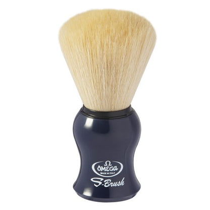 Omega S-Brush synthetic fiber shaving brush, ABS plastic handle. Assorted colors