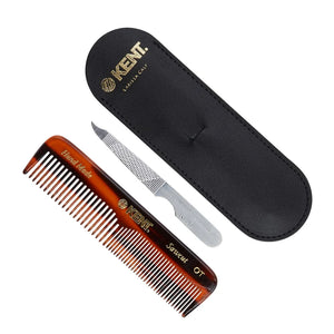 K-NU19 K-NU19 Kent Comb, Coarse/Fine Tooth With Leather Case & Metal File (110mm/4.3in)