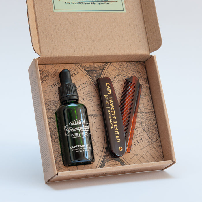 Captain Fawcett's Beard Oil & Beard Comb Gift Set(Triumphant)