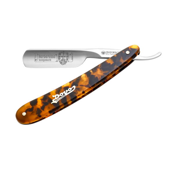 DV-80356, Dovo Straight Razor Barbarossa, 5/8", carbon, 1/1 full hollow, Round head