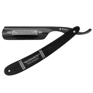 Dovo Straight Razor, "Bismarck" 6/8", Carbon Steel, Full Hollow Grind, Black Pakkawood Handle