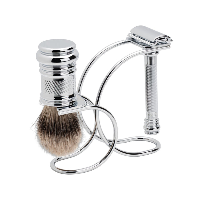 Merkur 3881 - 3pcs Shaving Set, Bright Chrome Finish