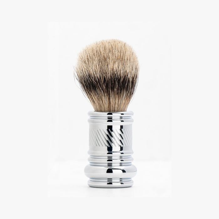 Merkur Shaving Brush, Badger Hair, Silver Tip, Bright Chrome, MK-138001