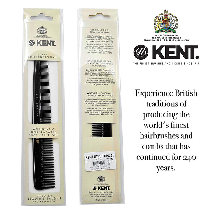 Kent SPC81 Peigne De Coupe 184mm Dents Peu Profondes Cheveux Épais/Fins