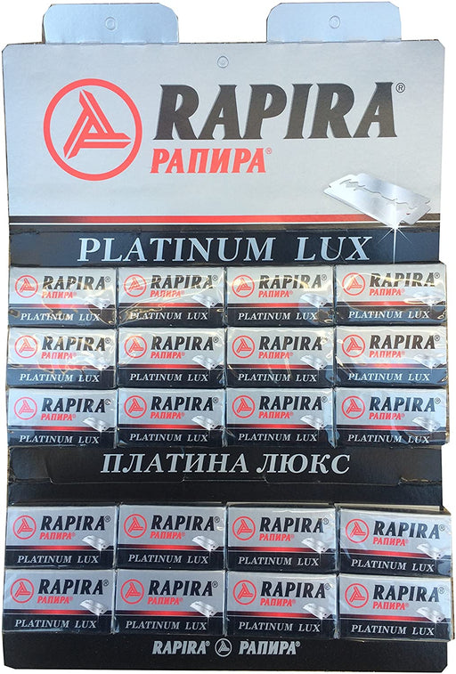 Rapira Double Edge Safety Razor Blades Platinum Lux 20 pack. (5 Blades per Pack)