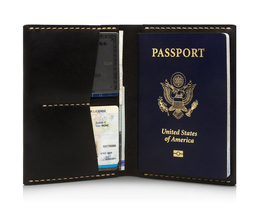 Ezra Arthur No. 5 Passport Case Jet Top Stitch