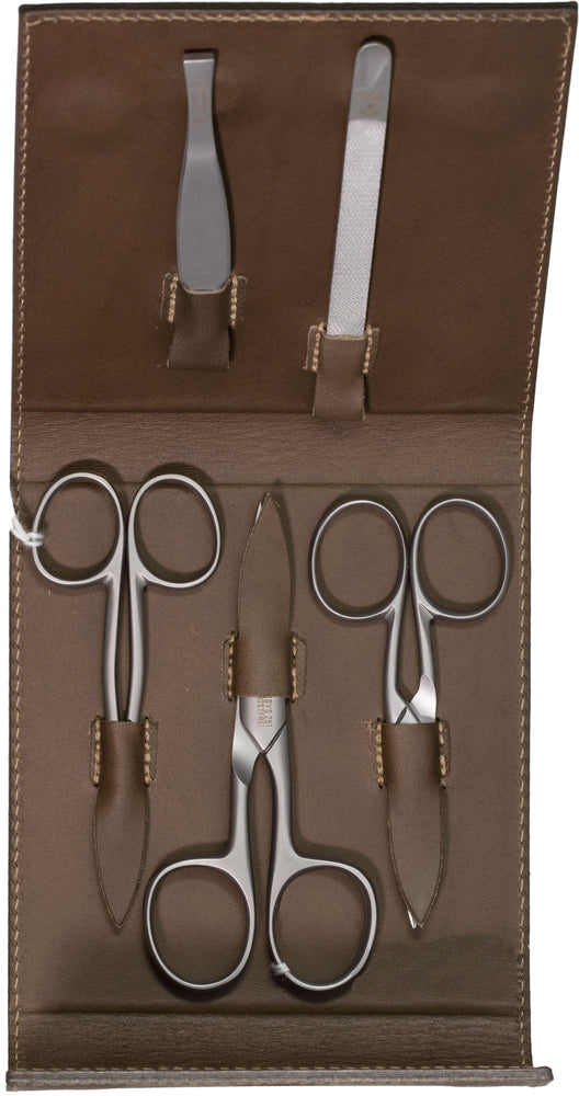 DV-2056056, MANICURE SET R SAT, W/3 SCISSORS KHAKI COLOR