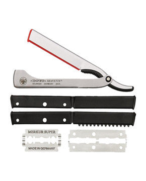 DOVO Shavette Replaceable Blade Straight Razor, Silver Aluminum Handle, Straight Razors