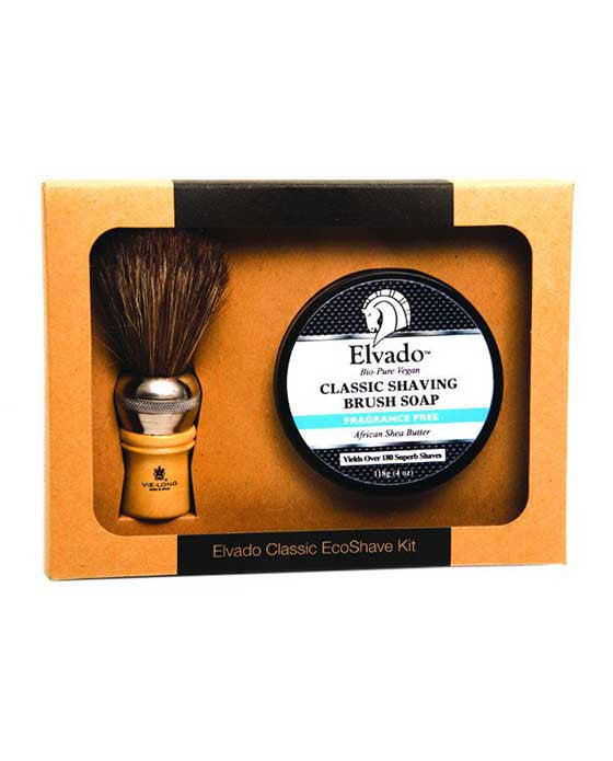 Elvado Classic Shave Kit with Fragrance Free Soap and Shave Brush, Gift Sets & Kits