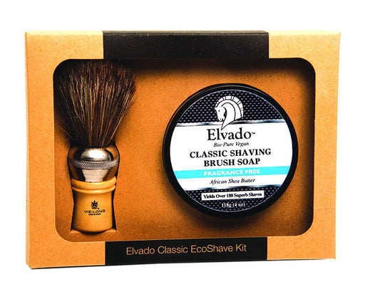 Elvado Classic Shave Kit with Fragrance Free Soap and Shave Brush, Gift Sets & Kits