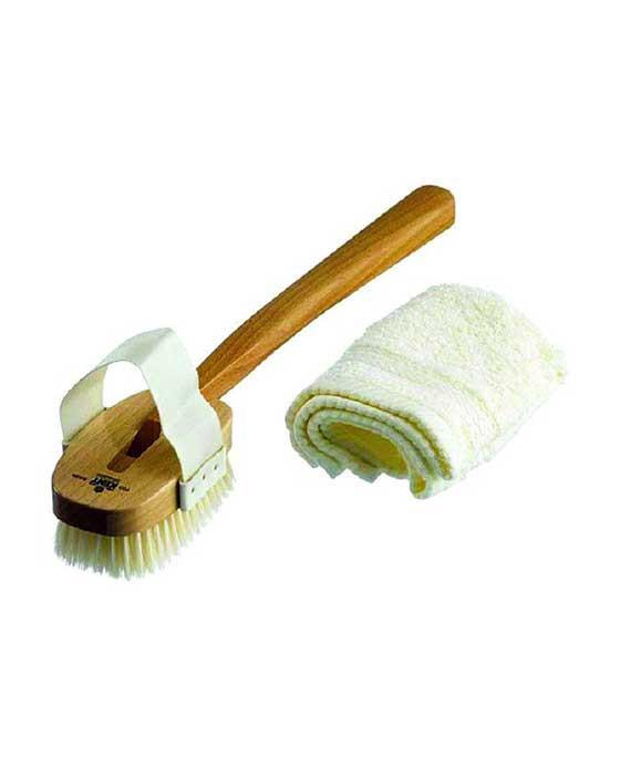 Kent K-FD3 Aqua Bath Brush, Detachable Head With Strap, White Bristle, Beechwood, Men's Bodycare