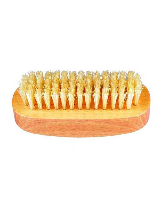 Kent K-NB3 Aqua Nail Brush, White Bristles With Row Of Bristle On Back, Beechwood, Tweezers & Implements