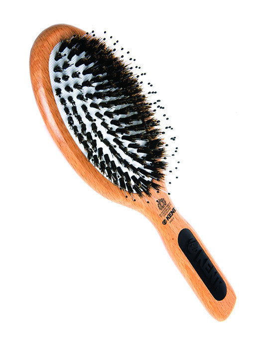 Kent Natural Shine Brush, Large, Cushion Base, Nylon & Bristle Mix, Hair Brushes