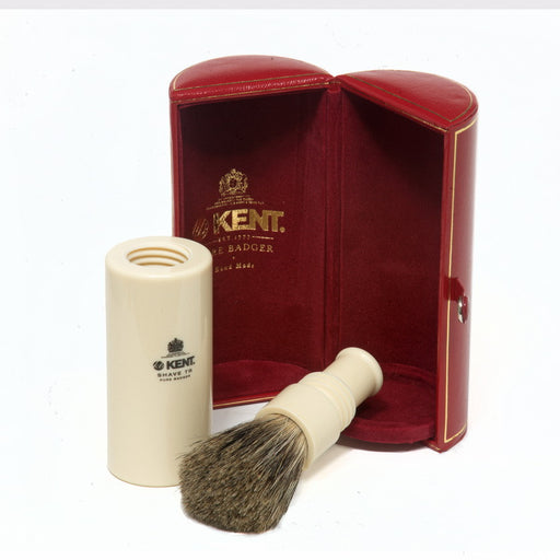 Kent Travel Shaving Brush, Pure Badger, Screws Into Its Own Resin Core, Shaving Brushes