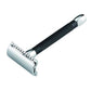Merkur 20B Double Edge Safety Razor, Straight Cut, Chrome, Extra Long Black Handle, Double Edge Safety Razors