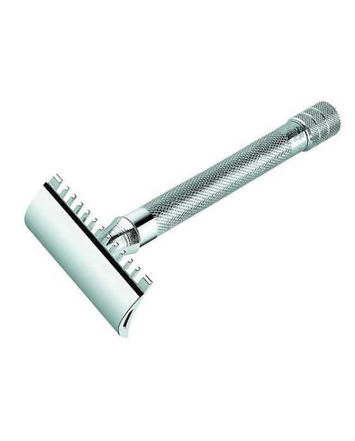 Merkur 25C Double Edge Safety Razor, Open Tooth Comb, Extra Long Handle, Chrome, Double Edge Safety Razors