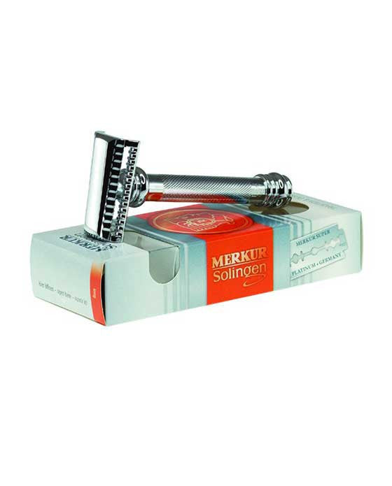 Merkur 37C Double Edge Safety Razor, Slant Cut, Extra Thick Handle, Chrome, Double Edge Safety Razors