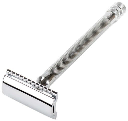 Merkur Double Edge Safety Razor, Straight Cut, Double Extra Long Handle, Chrome