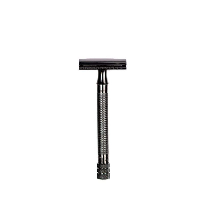 Merkur 23 Black Double Edge Safety Razor, Straight Cut, Extra Long Handle, Black PVD Coated