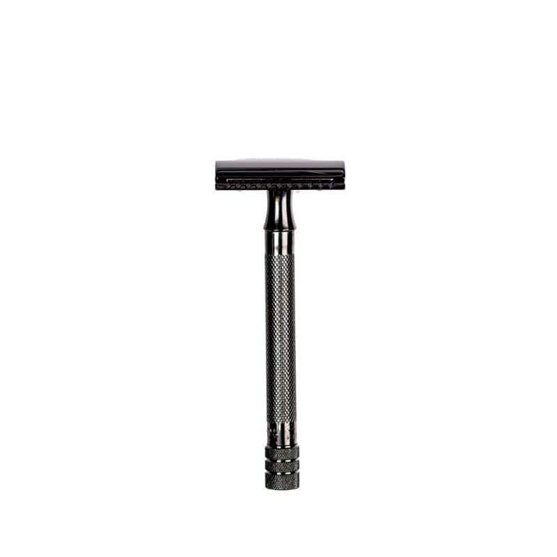 Merkur 23B Black Double Edge Safety Razor, Straight Cut, Extra Long Handle, Black PVD Coated