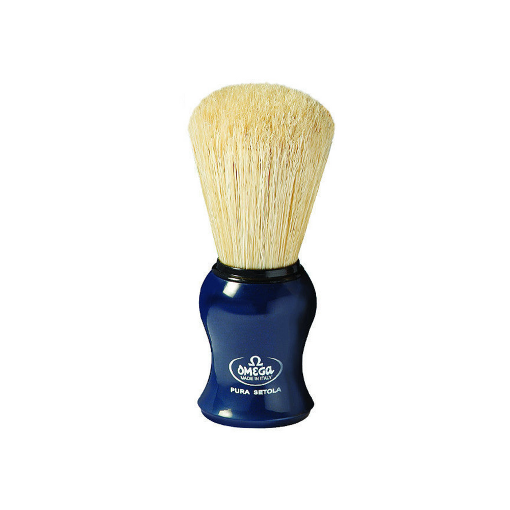 Omega 100% Pure Boar Bristle Shaving Brush, Blue