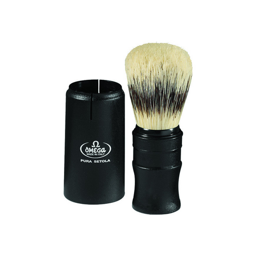 Omega Sterilized Pure Bristles Shaving Brush, Plastic Handle