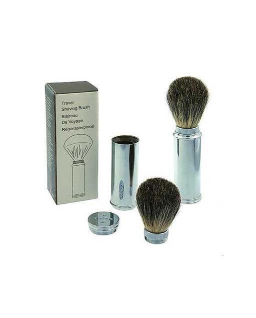 PureBadger Collection Travel Shave Brush, Brass with Badger Hair, 