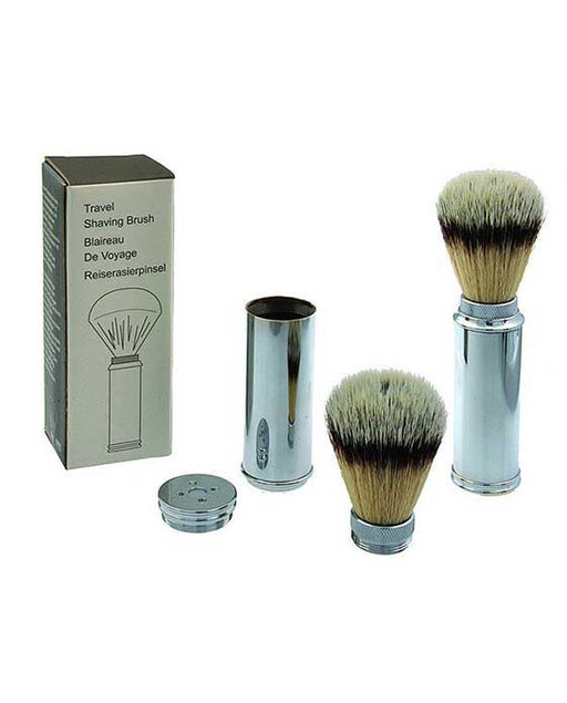 PureBadger Collection Brass Travel Shave Brush Synthetic Fiber, 