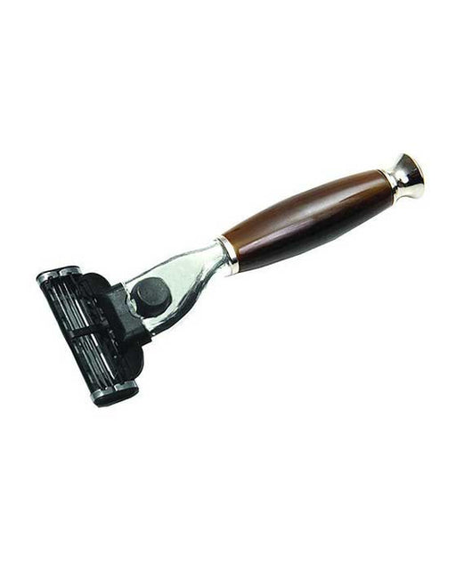 PureBadger Collection Shaving Razor Brown Handle - Mach3 Head, 