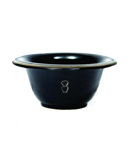 PureBadger Collection Shaving Bowl, Black Porcelain With Silver Rim, 