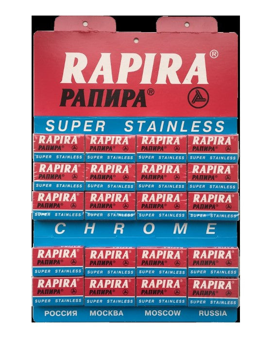 Rapira 100 Double Edge Safety Razor Blades Chrome (20 pack, 5 Blades/pack), 