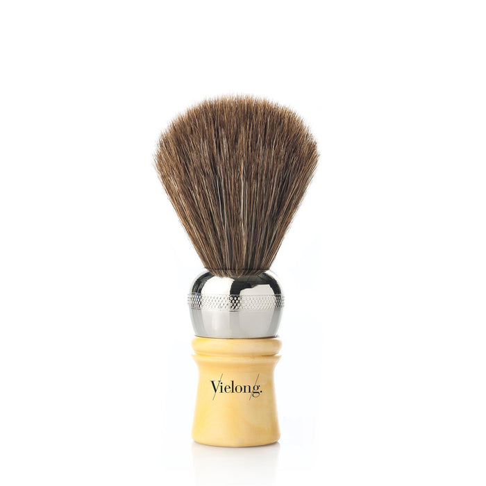 Vie-Long Cachurro Professional Horse Hair Shaving Brush, Metal/Wood Handle