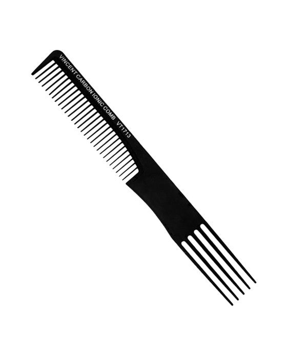 Vincent Professional Carbon Dual Purpose Comb - 7.5", Hair Combs