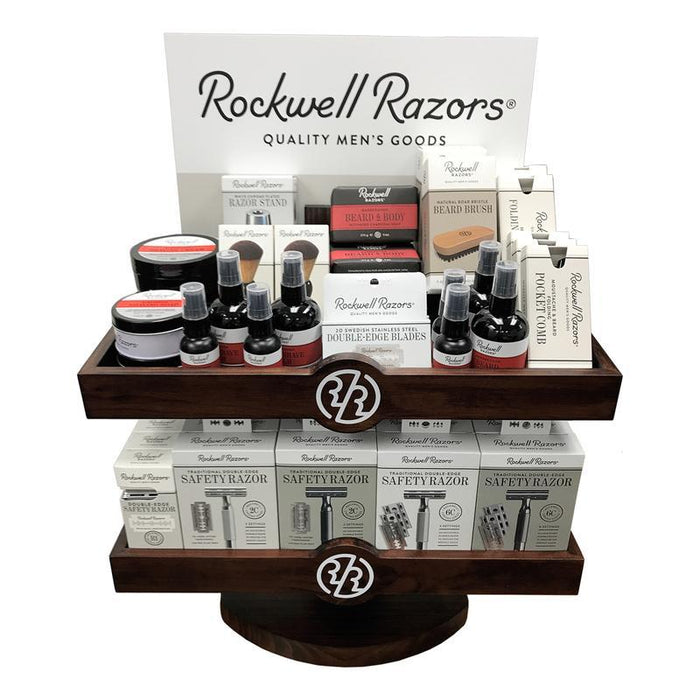 Rockwell Razors Shave, Beard & Grooming Supplies in Two-level Wood Display