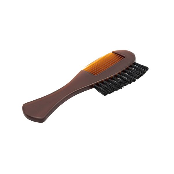 DV-10361 Beard Comb + Brush, Combs, brown acrylic and boar bristles