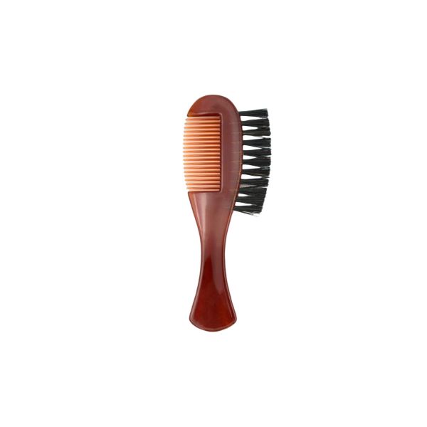 DV-10361 Beard Comb + Brush, Combs, brown acrylic and boar bristles