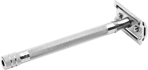 Merkur DE Razor, Straight Comb, Long Handle, Bright Chrome, incl. 10 blades