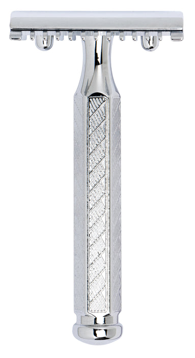 MERKUR 41C Double Edge Safety Razor, Straight Cut, Hexagon Handle, Bright Chrome Finish