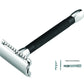 Merkur 20B Double Edge Safety Razor, Straight Cut, Chrome, Extra Long Black Handle, Double Edge Safety Razors